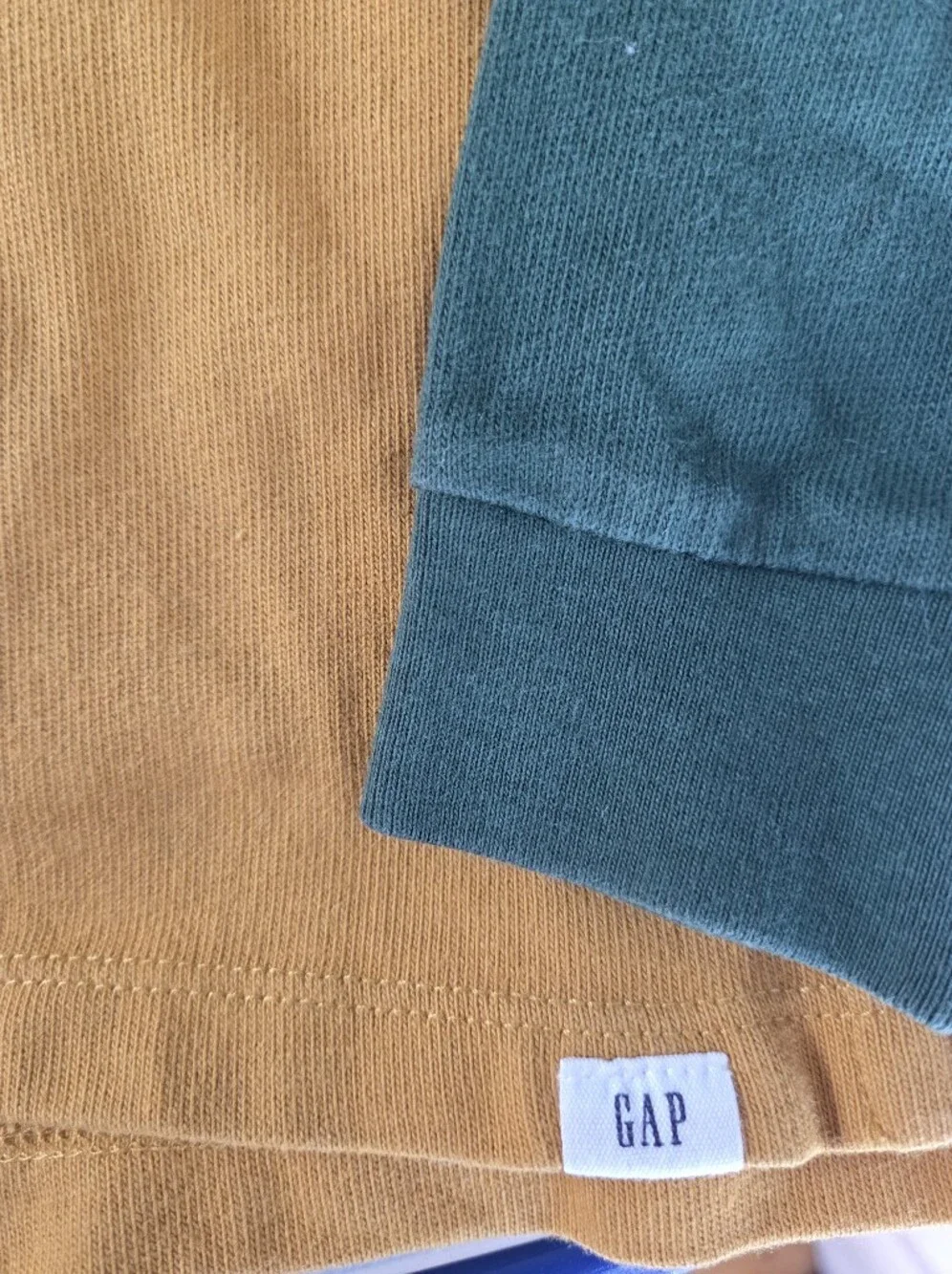 GAP Colorblock Collared Rugby T-shirt in Mustard, Brown & Green